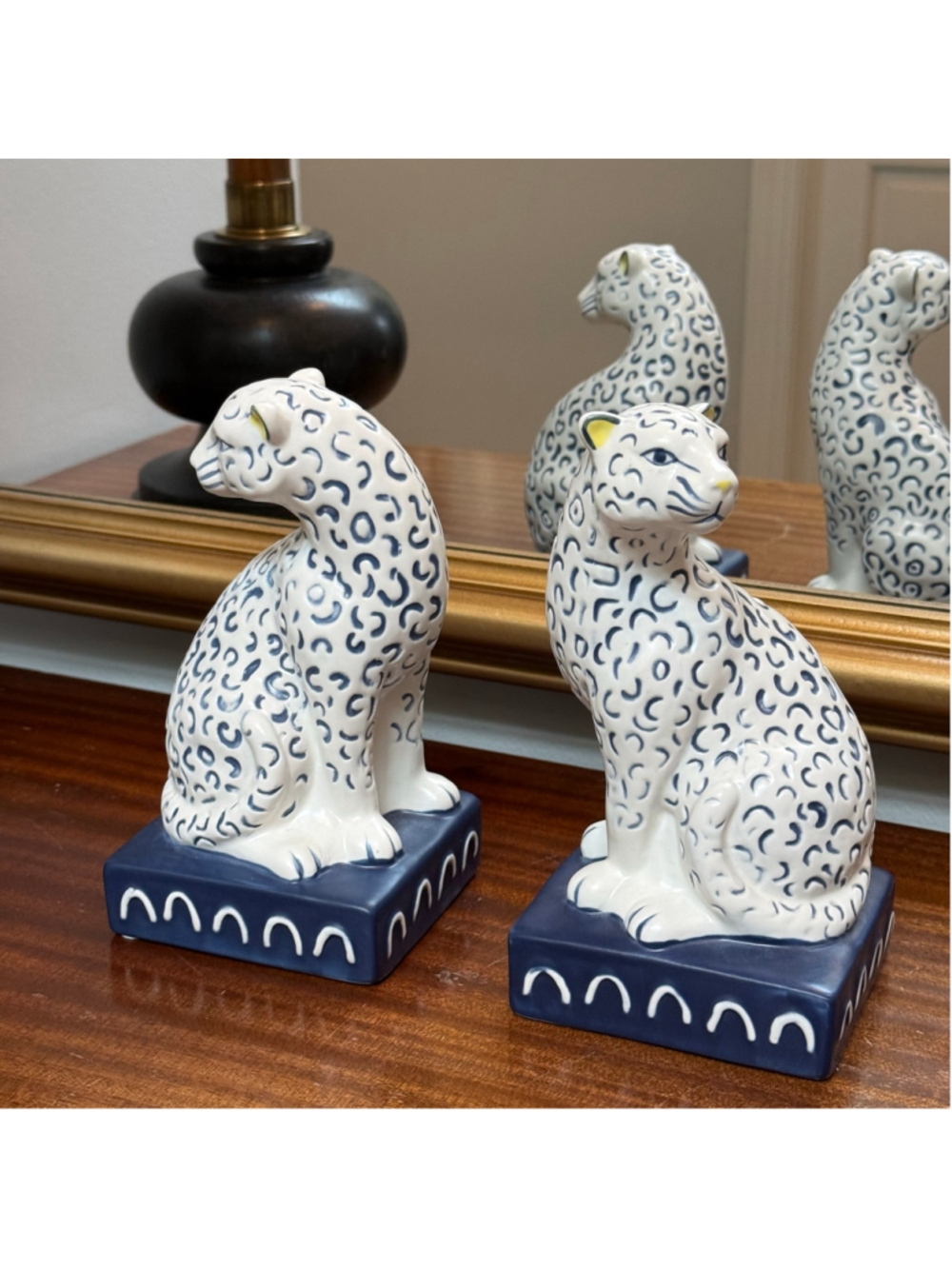Opalhouse Blue White Ceramic Leopard Bookends Set of 2